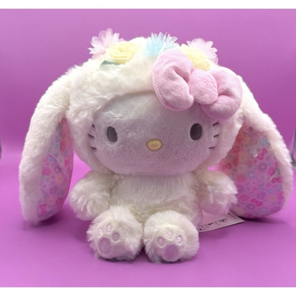 Hello Kitty Flower Crown Bunny Dressup Medium Plush